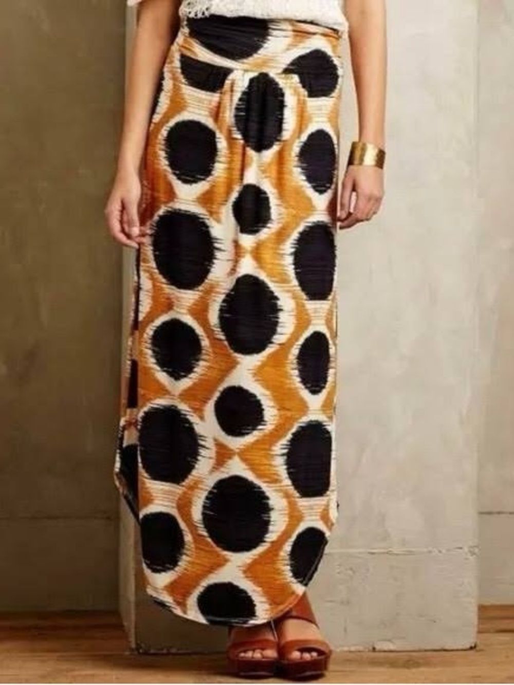 ANTHROPOLOGIE X MAEVE Yellow and Black Abstract Mini Skirt Size Medium
